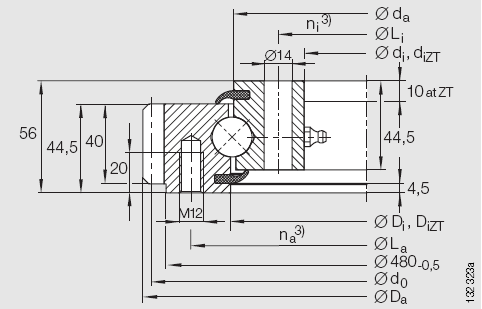 INA-VSA20 外齒型四點接觸球轉盤軸承