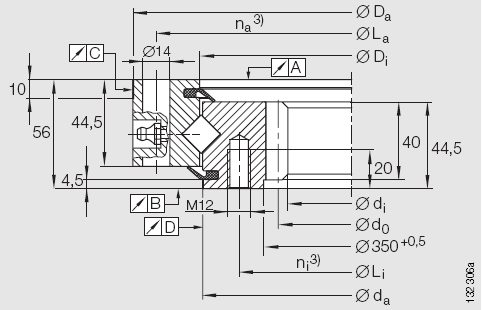 INA-XSI14 內齒型交叉滾子轉盤軸承