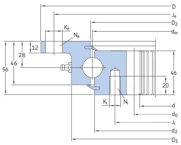 SKF-RKS.22 內齒外法蘭型四點接觸球轉盤軸承